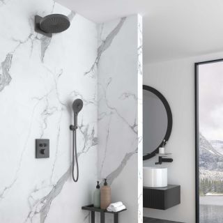 Душевой комплект Vincea Inspire VSFW-3I21MT1GM встраиваемый, термостатический, двухрежимный, вороненая сталь