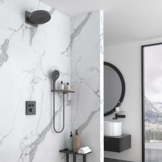 Душевой комплект Vincea Inspire VSFW-3I21MT1RGM встраиваемый, термостатический, двухрежимный, вороненая сталь