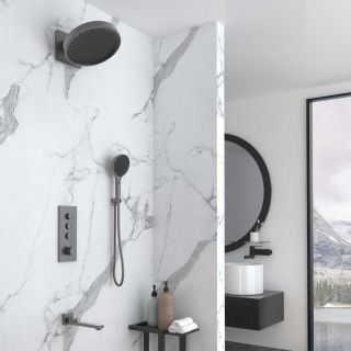 Душевой комплект Vincea VSFW-433TI3GM встраиваемый, термостатический, трехрежимный, вороненая сталь