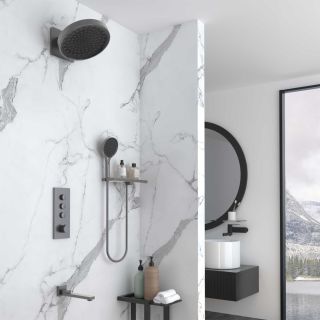 Душевой комплект Vincea VSFW-433TI3RGM встраиваемый, термостатический, трехрежимный, вороненая сталь