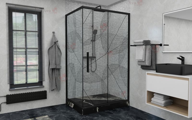 Душевой уголок AvaCan FB 160-180 + SB 80 чёрный