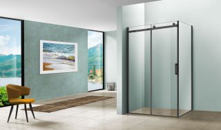 Душевой уголок Vincea Como VSR-1C9013CLB, 1300*900, черный, стекло прозрачное