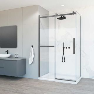 Душевой уголок Vincea Como Soft VSR-1CS1012CLGM, 1200*1000, вороненая сталь, стекло прозрачное