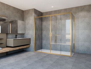 Душевой уголок Vincea Garda VSR-1G29017CLG, 1700*900, брашированное золото, стекло прозрачное