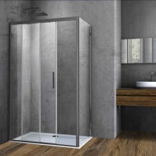 Душевой уголок Vincea Soft VSR-3SO8012CLGM, 1200*800, вороненая сталь, стекло прозрачное