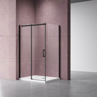 Душевой уголок Vincea Dice VSR-4D8011CLB, 1100*800, черный, стекло прозрачное