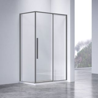 Душевой уголок Vincea Slim-N VSR-4SN8011CLGM, 1100*800, вороненая сталь, стекло прозрачное