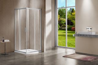 Душевой уголок Vincea Garda VSS-1G8011CLBN, 1100*800, брашированный никель, стекло прозрачное