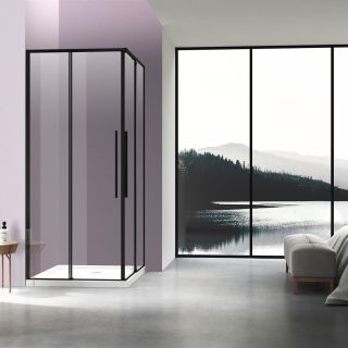 Душевой уголок Vincea Slim-N VSS-4SN9010CLB, 1000*900, черный, стекло прозрачное