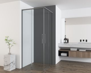 Душевой уголок Vincea Ultima VSS-7UL8080CLGM, 800*800, вороненая сталь стекло прозрачное