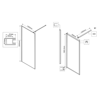Душевая перегородка Vincea Walk-In HP Art VSW-1HP100GWBG, 1000*2000, брашированное золото, стекло с золотыми нитями