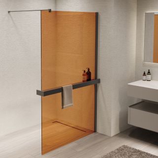 Душевая перегородка Vincea Walk-In VSW-1HR100GSGM, 1000*2000, вороненая сталь, стекло янтарь