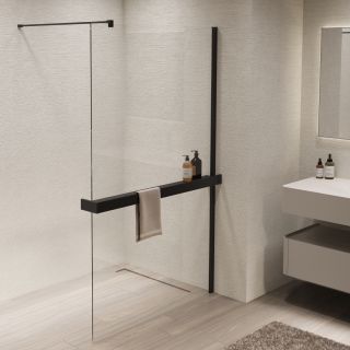 Душевая перегородка Vincea Walk-In VSW-1HR900CLB, 900*2000, черный, стекло прозрачное