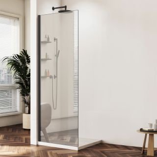 Душевая перегородка Vincea Walk-In VSW-1HWS900MRB, 900*2000, черный матовый, стекло зеркальное