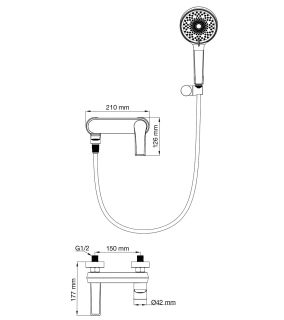 Смеситель для ванны с душем Wonzon & Woghand Brilliant WW-88037079-MB чёрный матовый