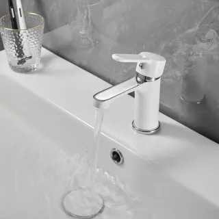 Смеситель для раковины Shevanik S8101F белый/хром