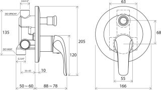 Смеситель Ravak RS 061.00 Rosa X070014 для душа с внутренней частью