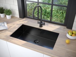 Мойка кухонная Paulmark Gerberg PM217444-GM воронёная сталь