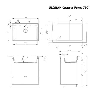 Кухонная мойка Ulgran Quartz Forte 760-06 трюфель