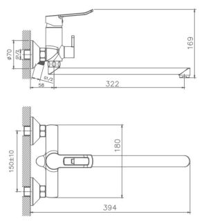 Смеситель для ванны Haiba HB22556 хром