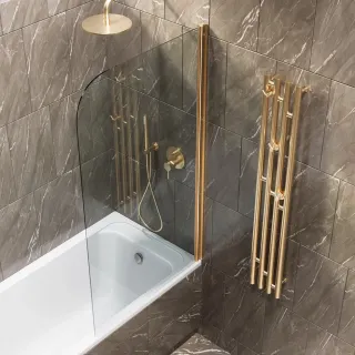 Шторка на ванну на монопетле by Deonria C-140-80-6-T-G 70см золото/прозрачный