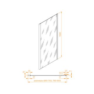 Боковая панель на ванну RGW Z-050-4 352205408-11 80см хром