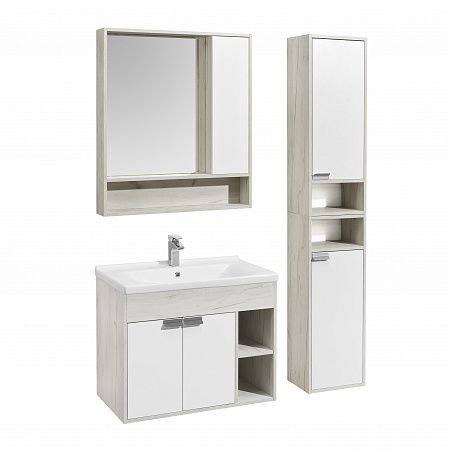 Зеркальный шкаф Акватон Флай 80см белый/дуб крафт 1A237702FAX10