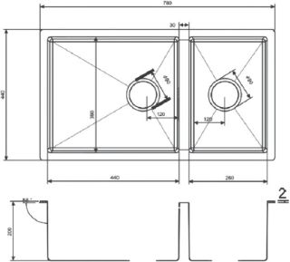 Мойка кухонная Zorg Light BRONZE ZL R 780-2-440 BRONZE