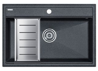 Комплект Paulmark: мойка Stepia 80 и коландер Advance PM117551-DG+A375-BS графит/брашированная нержавеющая сталь