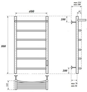 Полотенцесушитель электрический Point Афина PN04848P с полкой 40x80см хром